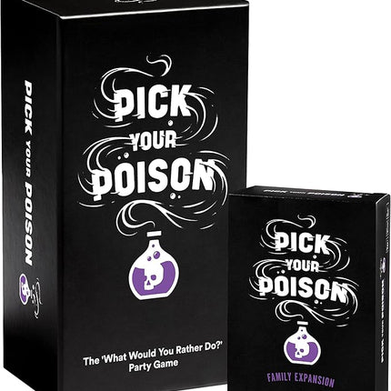 Pick Your Poison Party Game + Family Expansion Set - The “What Would You Rather Do?” Card Game for Kids, Teens, College Students, Adults, at Fun Parties and Board Games Night with Your Friends