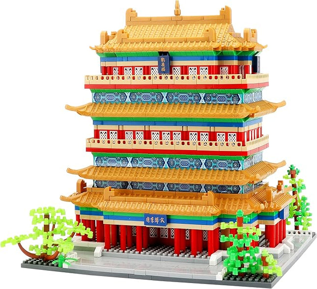 Chinese Architecture Micro Building Blocks Set Stork Tower Collectible 2196PCS Creative Toy Building Sets for Adults and Kids Age 14+