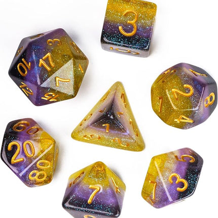 HDdais 7PCS Non-Binary-Pride Polyhedral DND Dice Set, Homosexual Flag D&D Dice for RPG and Other Table Games