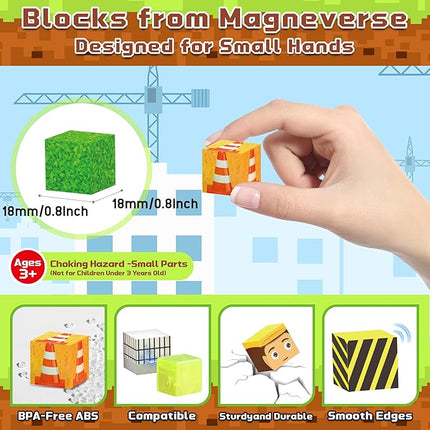 138PCS 0.8In/2CM Magnetic Blocks, Constructions -Themed Magnet Cubes Building Block Toy for Kids 3+, Christmas & Birthday Gifts