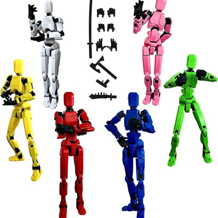 (Assembly Completed) 6 Packs T13 Action Figure, Dummy 13 3D Printed Action Figure Toy Gifts for Kids, Robot 13 ActionFigure Full Body Mechanical Doll Christmas Birthday Gift for Boys Girls