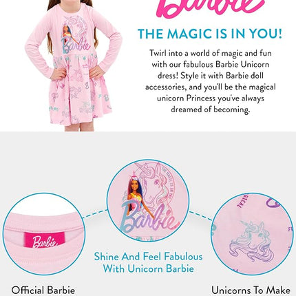Barbie Dress | Short Sleeve Girls Unicorn Dress | Skater Dress for Girls