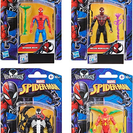 SPIDER-MAN Marvel VenomVersus Epic World of Action, Miles Morales, Iron Spider & Venom, Superhero Toys, Action Figure 4-Pack (Amazon Exclusive)