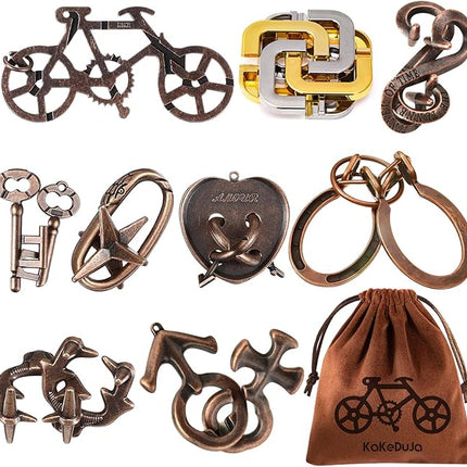 9 PCS Metal Brain Teaser Puzzles Disentanglement Puzzles Lock Puzzle Games Set Gift for Adults Teenagers Kids