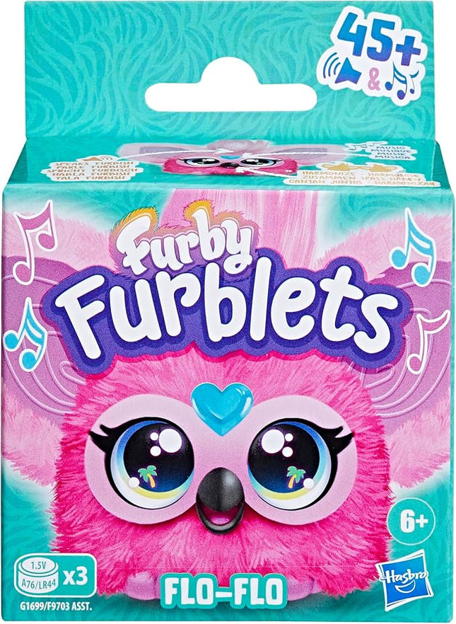 Furby Furblets Flo-Flo Mini Friend, Electronic Plush Toys, Pink Flamingo, Speaks Furbish & Plays Music, Series 5, Back to School Gifts, Ages 6+