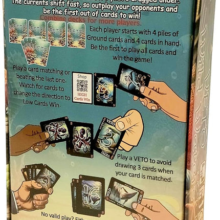 Snakes and Hawks Veto Wild Waters Card Game, Underwater Adventure Strategy Game, Family Card Game, 2-4 Players