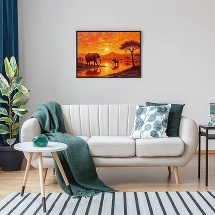 1000 Piece Jigsaw Puzzle for Adults – Elephant Sunset Safari Landscape | Challenging Wildlife Puzzle, Relaxing Brain Teaser, Premium Quality Gift for Puzzle Lovers