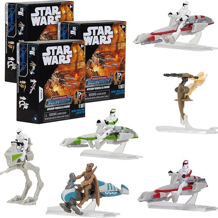 Star Wars Micro Galaxy Squadron Series 6 (3 Pack) Mystery Blind Box - Get Three 2.5" Vehicle or 1" Mini Figure - Officially Licensed - Authentic Collectible Toy Gift for Boys, Girls, Kids, Teens - 8+