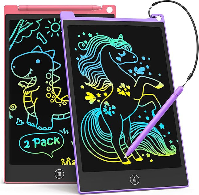 TECJOE 2 Pack LCD Writing Tablet, 8.5 Inch Colorful Doodle Board Drawing Tablet for Kids, Kids Travel Games Activity Learning Toys Birthday Gifts for 3 4 5 6 Year Old Boys and Girls Toddlers