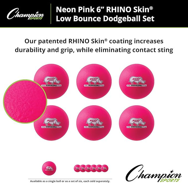 Champion Sports® Rhino Skin® Low Bounce Dodgeball Sets & Singles for Playground, PE, Backyard & League Games – Team Sports Equipment for Youth & Adults