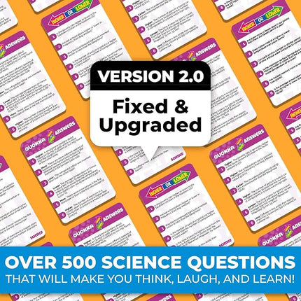 QUOKKA Trivia Board Games for Kids and Adults - Version V2.0 - Family Night Science Games 4xSet Higher or Lower Trivia Cards | Guess Fun Questions | 2 + Players - Challenge Your Science Knowledge