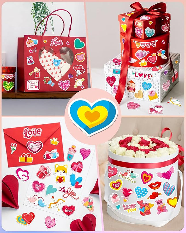 550PCS Valentines Day Stickers, 40 Sheet Heart Stickers Valentine Crafts, Make Your Own Sticker Valentines Gifts for Kids Classroom, Cards, Goodie Bags, Valentine Party Favors Love Sticker for Kids