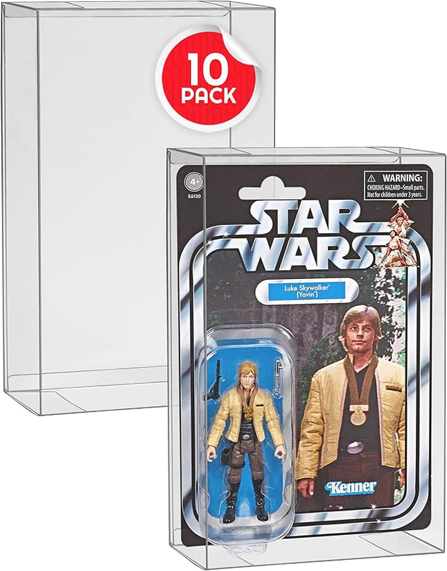 EVORETRO Action Figure Protective Display Case for 3.75 inches Star Wars, Marvel Legends & GI Joe Carded Toy Figurine - 10 Pack - Clear Thick PET Plastic Case Protector - Shallow, 30MM