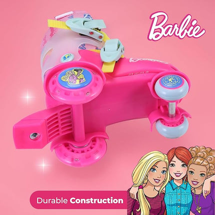 Barbie Kids Trainer Skates - Light Up Wheels, ABEC 5 Bearings, Durable PVC Material, Foam Shoe Lining, Perfect for Active Fun and Adventures, US Size 9-12