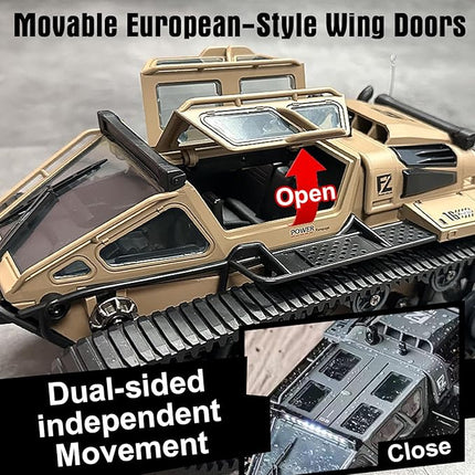 XINGRUI 1:12 Scale Remote Control Car Military Crawler Off-Road RC Tank with 4WD, Adjustable Speed/Steering, 2 Batteries & Openable Doors – All-Terrain RC Truck for Kids Adults, Birthday Gifts
