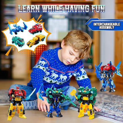 Transforming Toys, 2-in-1 Transforming Robot Stego Blast Wing, 6.7-inch Action Figure Children's Robot Toy, Cool Transforming Toys for Boys and Girls Age 5+, Green and Blue