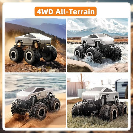 Amphibious Remote Control Monster Truck for Boys Ages 8-12+, 1:16 Scale 4WD Off-Road Fast RC Car, Waterproof All-Terrain 2.4GHz Stunt Car Pool Toys, Best Birthday Gifts for Kids Ages 8+