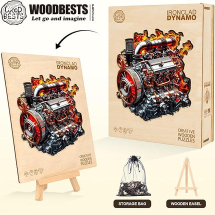 Wooden Puzzles for Adults, Wooden Jigsaw Puzzles for Adults Kids, Ironclad Dynamo Unique Shaped Wood Puzzles Adult, Creative Gifts for Friends Family Game, Home Decor(11.4 * 10.7in 180pcs)