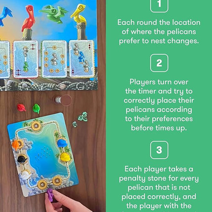 SimplyFun Pelican Cove - Engaging Strategy Game – Master Fast-Paced Nesting Challenges with This Educational Board Game for Ages 8+, 1-5 Players