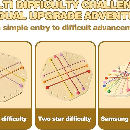 10-Piece Wooden Rope Untangling Puzzle Game–Knot Logic Board Toy for Kids & Family, Multi-Level Brain Teaser to Develop Fine Motor Skills