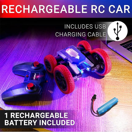 Force1 Tornado+ Remote Control Car for Kids- Double Sided Fast RC Cars with LED Interactive Display, 4WD Off-Road Stunt Car 360 Flips, All Terrain Tires, RC Crawler Rechargeable Battery, 2.4GHz Remote