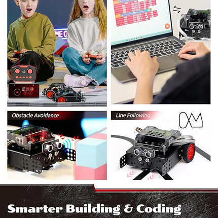 WhalesBot Rocky Smart Robot Car Coding & Remote Control Kit for Kids 8-16, STEM, Modular/Scratch/Python/C Programming, Educational Engineering Science Toy Set