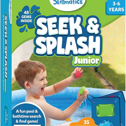 Skillmatics Pool Toys – Seek & Splash, Preschool Search & Find Water Game, Swimming Pool & Bathtime Toy for Kids, Summer Fun & Gifts for Boys & Girls Ages 3, 4, 5, 6, Includes 48 Colorful Gems