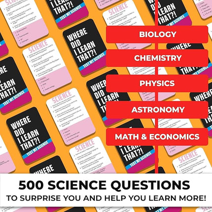 QUOKKA Trivia Card Game with 500 Questions in Science – Trivia Games for Adults, Teens, and Families – Trivia Cards with Answers – Great Board Games Trivia for Family Party and Game Night