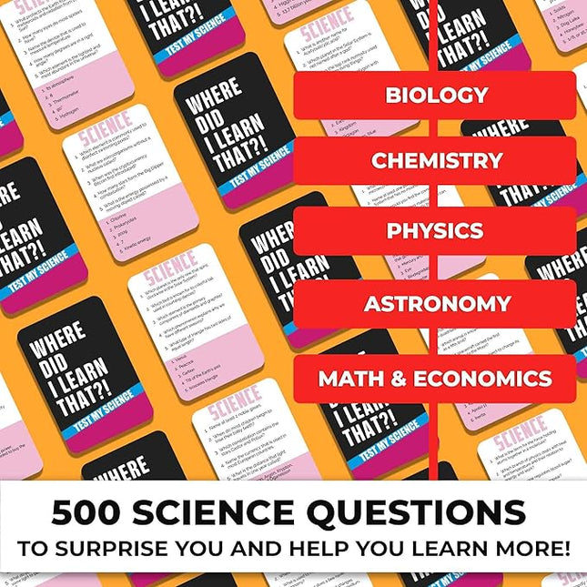 QUOKKA Trivia Card Game with 500 Questions in Science – Trivia Games for Adults, Teens, and Families – Trivia Cards with Answers – Great Board Games Trivia for Family Party and Game Night