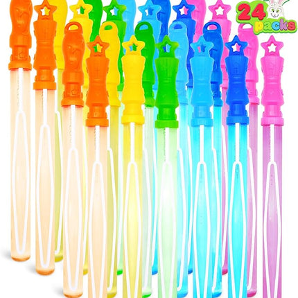 JOYIN 24 Pack 14.25’’ Bubble Wands Assortment, 6 Colors Giant Bubble Wands Party Favors Kids Summer Toys Outdoor Play Toys Games Christmas Birthday Party