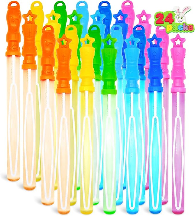 JOYIN 24 Pack 14.25’’ Bubble Wands Assortment, 6 Colors Giant Bubble Wands Party Favors Kids Summer Toys Outdoor Play Toys Games Christmas Birthday Party
