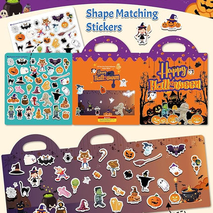 Benresive Reusable Sticker Book for Toddlers 2-4 Years, Fun Travel Stickers for Kids, Waterproof Sticker Books for Toddlers 1-3, Crafts Activities for Todddlers 1-3 2-4 3-5 - Halloween