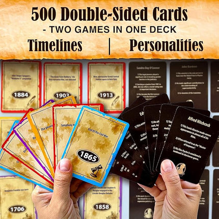 QUOKKA USA History & Personality Board Card Game - Istoria 500 Trivia Cards Double-Sided Deck - Fun Educational Trivia Games for Adults, Friends & Family Night - Ages 15+