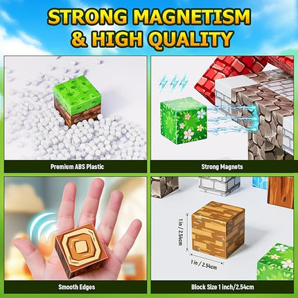 Magnetic Blocks,150PCS Magnetic Building Cube Game,Magnet Blocks Tiles Constructions Toys,STEM Educational Building Blocks for Kids,Christmas Birthday Gifts for Boys and Girls Age 3+ Years Old