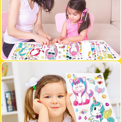 24 Pcs Make Your Own Unicorn Sticker Sheet, Unicorn Party Favors Face Stickers for Kids Girls Toddlers Crafts Activities Bags Birthday Party Favors Valentines Day Gifts for Kids Classroom