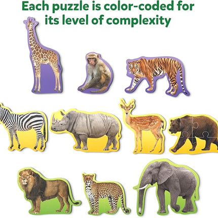 Skillmatics Step by Step Puzzles - 40 Piece Jigsaw & Toddler Puzzle, Montessori Educational Toy for Boys & Girls, Wild Animals, Travel Friendly, Gifts for Kids Ages 3, 4, 5 and Up