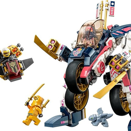 LEGO NINJAGO Sora’s Transforming Mech Bike Racer Building Toys for Kids, Featuring a Mech Ninja Bike Racer, a Baby Dragon and 3 Minifigures, Gift for Kids Aged 8+, 71792