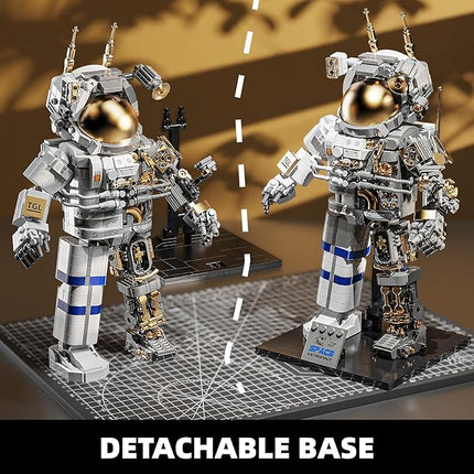 Space Astronaut Building Block Set,860Pcs Spaceman Building Toys with Display Stand, Cool Translucent Design Collection for Home or Office Decor, Birthday Gift for Adults& Boys Age 8-12