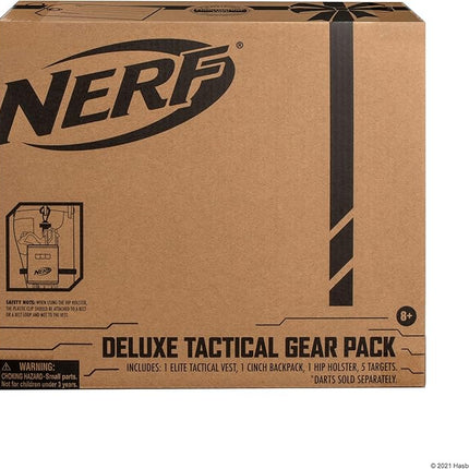 Nerf Elite Deluxe Tactical Gear Pack - Tactical Vest with Hip Holster, Cinch Backpack, and 5 Targets - Blast Into Battle