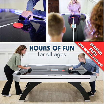 Freetime Fun Air Hockey Table 7 ft Game Table for Adults Light Up - Full Size Arcade Air Powered Indoor LED Hockey Table for Game Room