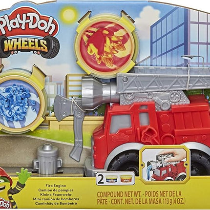Play-Doh Wheels Fire Engine Playset with 2 Non-Toxic Modeling Compound Cans Including Water and Fire Colors, Firetruck Toy for Kids 3 and Up