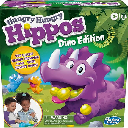 Hasbro Gaming Hungry Hungry Hippos Dino Edition Board Game, Pre-School Game for Ages 4 and Up; for 2 to 4 Players (Amazon Exclusive)