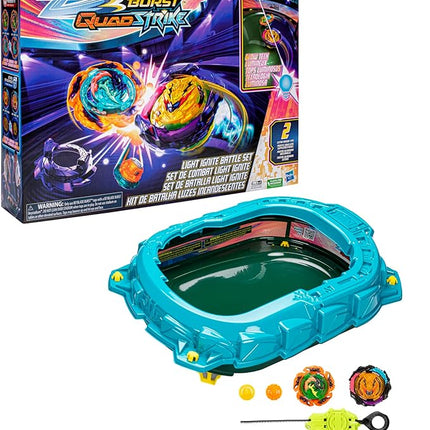Beyblade Burst QuadStrike Light Ignite Battle Set Stadium, 2 Spinning Tops, and 2 Launchers, Toys for 8 Year Old Boys & Girls & Up (Amazon Exclusive)