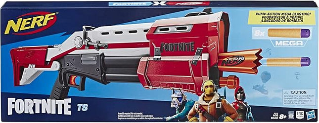Nerf Fortnite Ts Blaster - Pump Action Dart Blaster, 8 Official Mega Fortnite Darts, Dart Storage Stock - for Youth, Teens, Adults