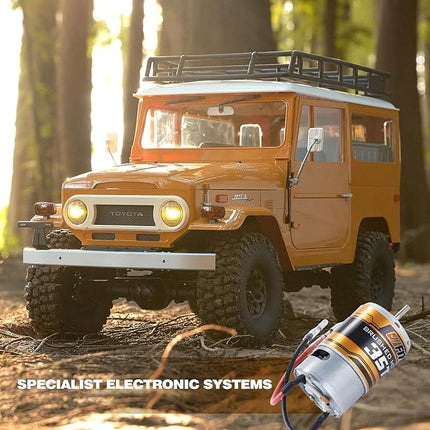 BEEZRC FMS 1/10 RC Crawler FJ40 Toyota Licensed 4WD 2.4G Model Car Hobby 4x4 Rock Crawler Offroad Truck Remote Control Car with Transmitter for Adults (Yellow) FMS11035RSYL