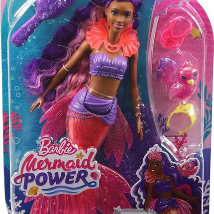 Barbie Mermaid Power Doll Set, Barbie "Brooklyn" Fashion Doll with Phoenix Pet & Accessories, Mermaid Toy with Interchangeable Fins