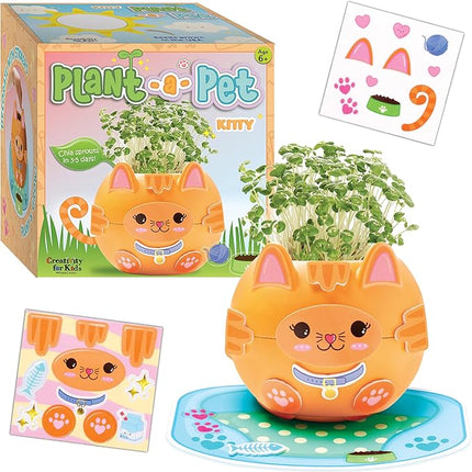 Creativity for Kids: Plant-A-Pet Kitty - Arts and Crafts Kit, Gifts for Girls and Stocking Stuffers, Boy and Girl Toys, Chia Seed Plant Pet (Ages 6+)