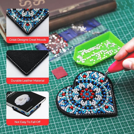 Diamond Painting Bookmark Shape Rhinestone Crystal DIY Diamond Drawing Bookmark by Number Embroidery Painting for Valentines Day Crafts Gift (Heart)