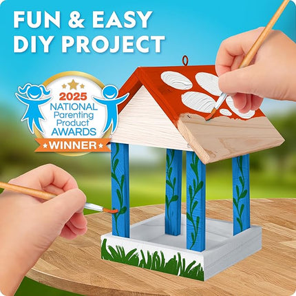 Blue Marble National Geographic Build Your Own Bird Feeder Kit – DIY Wooden Feeder Craft with Paints, Brush, Bird-Watching Journal & Educational Poster for Kids, Easter Basket Stuffers