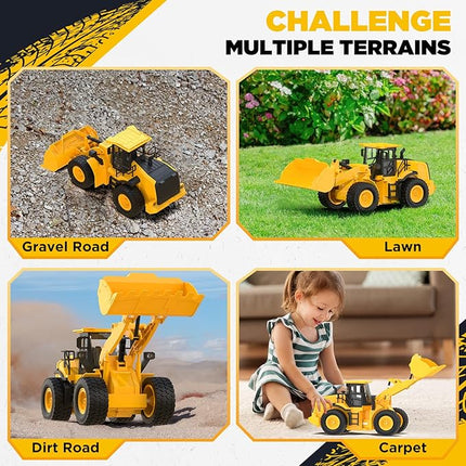 9-Channel Remote Control Wheel Loader – 1:18 Scale Construction Toy, Realistic Sounds & Lights, All-Terrain TPR Rubber Tires, Perfect for Kids & Adults, 100-Minute Battery, Great Gift for Birthdays